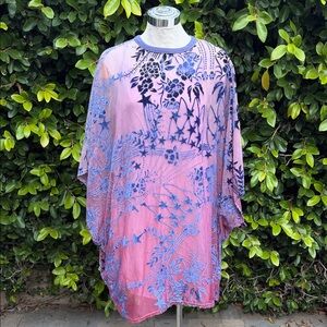 Free People burnt velvet Pink and Blue Dress